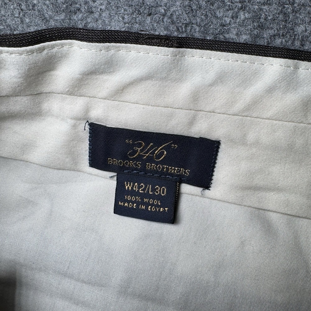Brooks Brothers 346 Solid Dark Brown Dress Pants 100% Wool Men Fit 38x30 - Picture 5 of 14